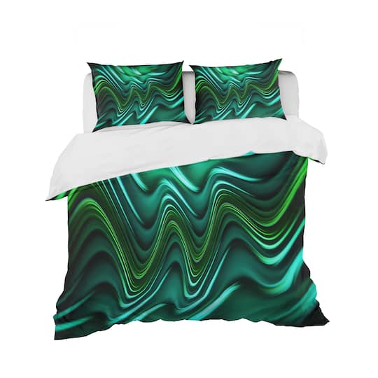 Designart 'Emerald Energy Green Abstract' Modern & Contemporary Bedding Set